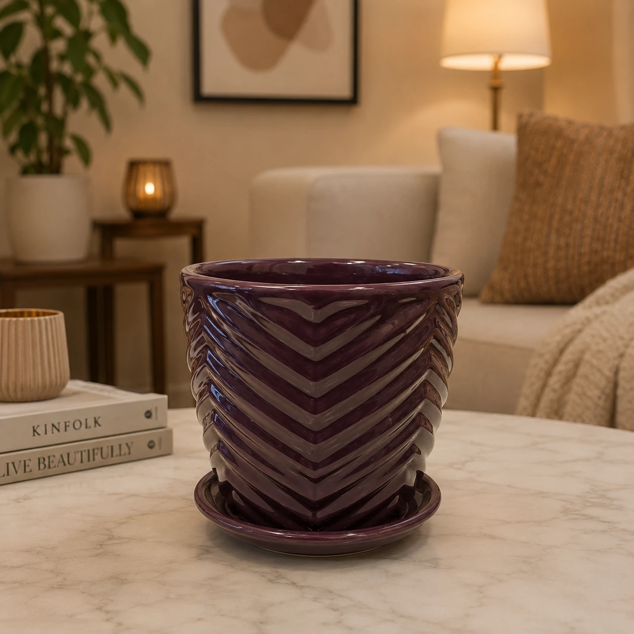 Chevron Ceramic Planters